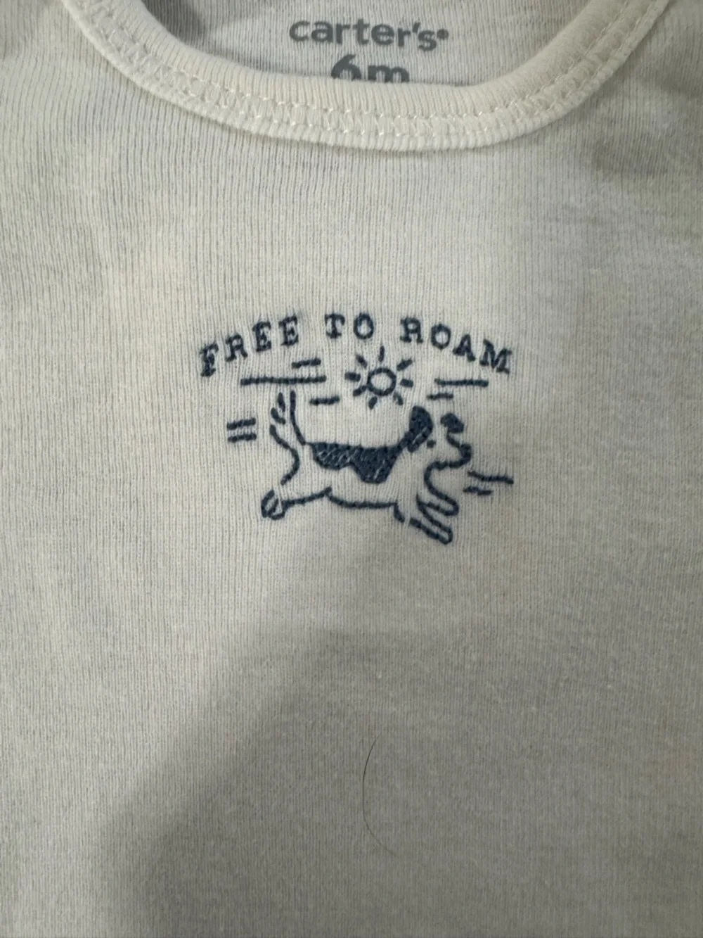 Carter's Cream Short-Sleeve One-Piece with Blue 'Free to Roam' Graphic - Picture 2 of 6
